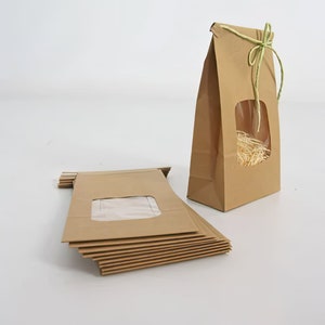 Lot de 50 sachets en étain kraft avec fenêtre - Sacs à café, sacs à friandises, sacs à fenêtre, sacs pour cadeaux de mariage, sacs à biscuits
