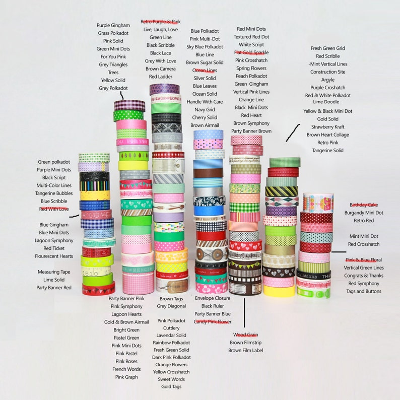 Japanese Washi Tape 30ft get up to 15 Rolls on wooden spools Grab Bag Suprize Bag image 3