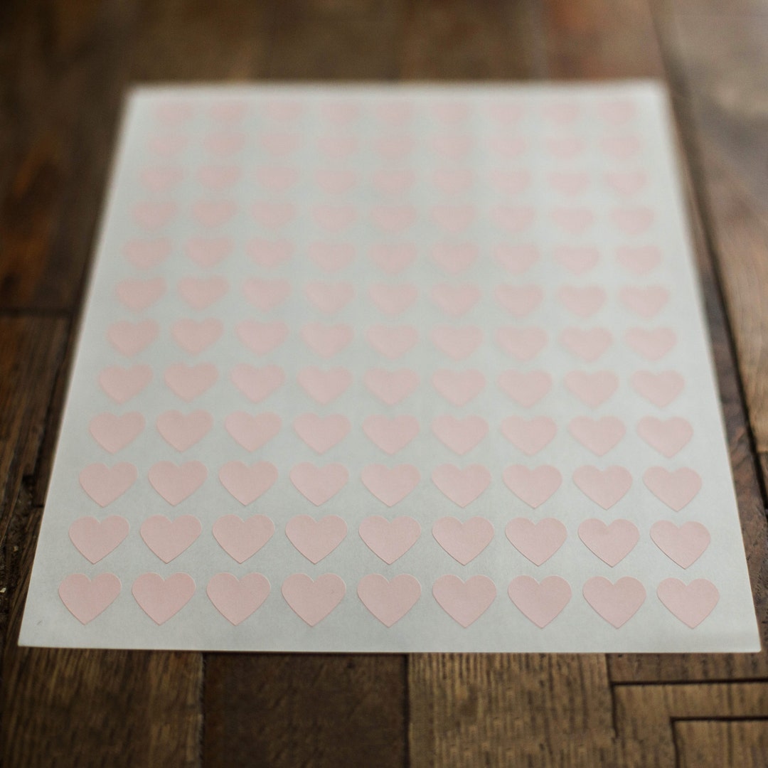 Soft Pink Heart Stickers - 108 Count - Etsy
