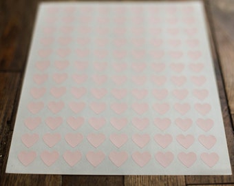 108- Soft Pink Heart Stickers- 1 Sheet  Hearts measure 0.75" x 0.75"  Additional color options available