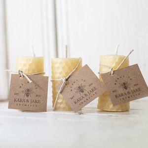 100 % Pure Beeswax Candle Favors - Rustic Wedding Favors, Shower Favors, Client Gifts