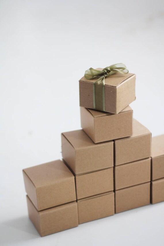 Kraft Natural Gift Box PINSTRIPE 3x3x2 3 in X 3 in X 2 in Etsy