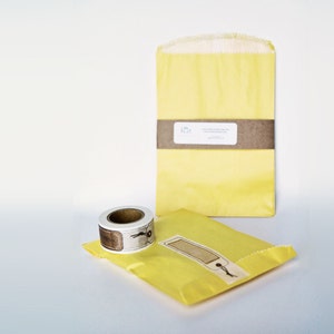Lot of 100 YELLOW glassine-lined MERCHANDISE BAGS 4-3/4 X 6-3/4 || Wedding Favor Bags, Treat Bags, Candy Buffet Bags