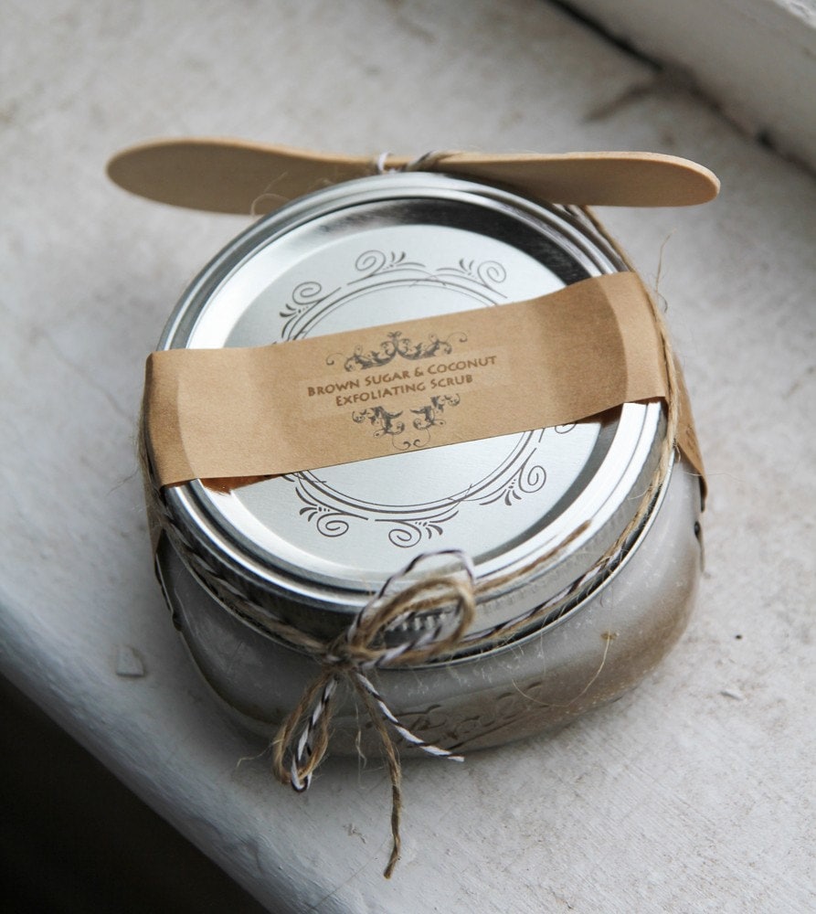 Coconut and Brown Sugar Scrub 8oz in Ball Jar Luxury Hand Scrub, Body