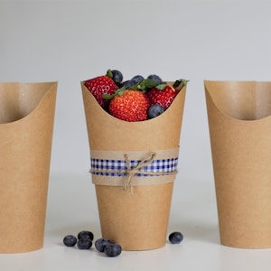 5.5 oz Kraft Fry Cup | Kraft Ice Cream Cup | Wrap Cup | Wedding Takeout Container  | Pretzel Rod packaging | - Set of 10