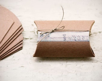 Set of 24 Kraft Pillow Boxes- 3 x 3.5 x 1 in