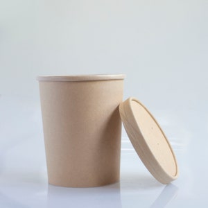 May include: A brown paper takeaway container with a matching lid. The container is empty and the lid is off.