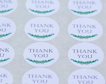 Thank You Circle Stickers - 1.67  in- Set of 24 - Party Favors, Wedding Stickers, Business Thank You Gift