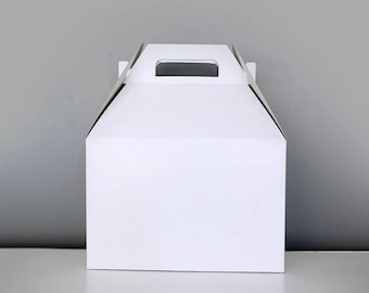 9 x 9 x 5 White Gable Geschenkbox 6er Set | Geschenkbox Hochzeit, Weiße Hochzeit, Geschenk Box, Brautjungfer Geschenk, Lunch Party Box