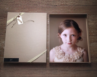 Recycled Kraft Photography Boxes for 8x10 prints-  box measures 8 1/4 x 10 1/4 x 7/8-- Set of 10
