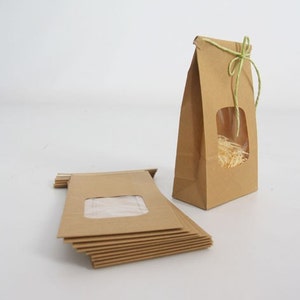 One Pound Kraft Tin Tie Bags Set of 10 with window