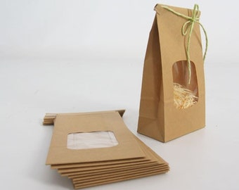 One Pound Kraft Tin Tie Bags Set van 10 met venster