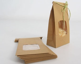 One Pound Kraft Tin Tie Bags Set of 10 with window