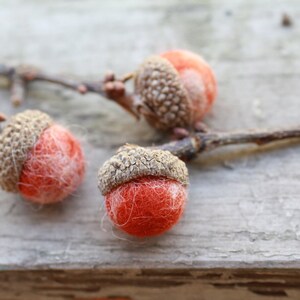 Set of 12 PUMPKIN PIE Wool Felted Acorns boho, cottage chic, woodland, rustic image 2