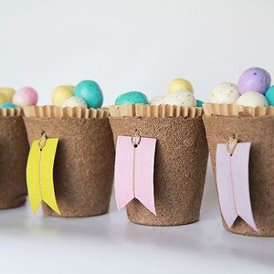 Set of 4 Biodegradable Spring or Easter Treat Cups with Washi Tape Tags image 1
