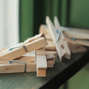 Natural Wooden Clothespins (Set of 12) | Regular Size, DIY Decor