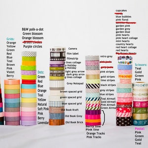 Washi Tape Grab Bag 8 rolls on wooden spoos 2 ft each Stripes / Dots / Chevron / Grid / Floral / Vintage Assorted Washi Set image 2