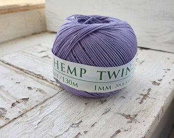 Lavender Hemp Twine - 1 mm - 430 feet | eco-friendly packaging- string for tags, jewelry & paper crafts | light and airy wedding decor