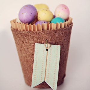 Set of 4 Biodegradable Spring or Easter Treat Cups with Washi Tape Tags image 2