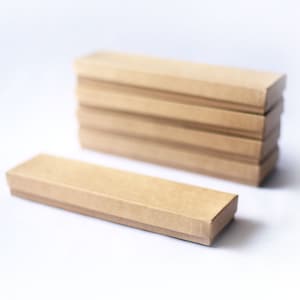 Set of 5 - Kraft Boxes filled with cotton 8"x 2"x 7/8"