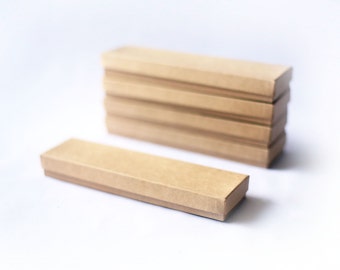 Set of 5 - Kraft Boxes filled with cotton 8"x 2"x 7/8"