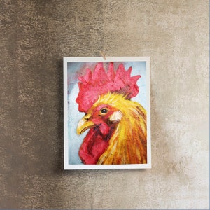 Red Rooster Matte Print - Various sizes  | Rooster Print, Rooster Artwork, Rooster Wall Art, Kitchen Decor, Farm Wall Art, Chicken Poster