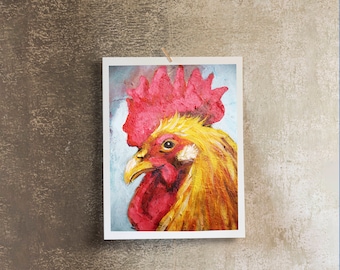 Red Rooster Matte Print - Various sizes  | Rooster Print, Rooster Artwork, Rooster Wall Art, Kitchen Decor, Farm Wall Art, Chicken Poster