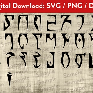 Daedric Letters / Runes SVG PNG DXF Elder Scrolls Skyrim