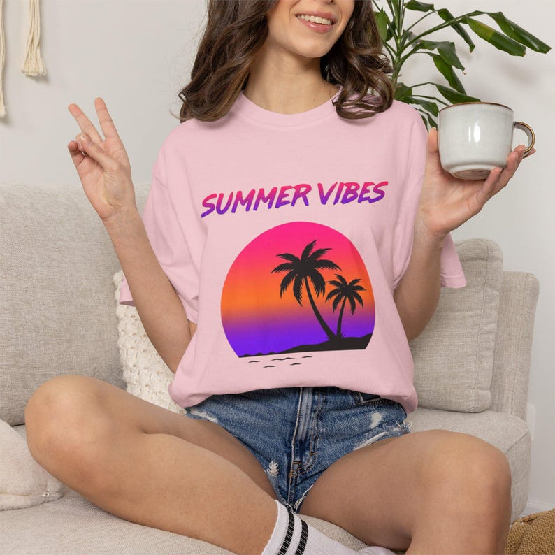 Comfort Colors Retro Sunset Shirt, Summer Vibes Tee, Palm Tree Vaporwave T-Shirt, 80s Beach Graphic Tee, Tropical Vacation Shirt image 17