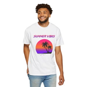 Comfort Colors Retro Sunset Shirt, Summer Vibes Tee, Palm Tree Vaporwave T-Shirt, 80s Beach Graphic Tee, Tropical Vacation Shirt image 18