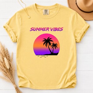 Comfort Colors Retro Sunset Shirt, Summer Vibes Tee, Palm Tree Vaporwave T-Shirt, 80s Beach Graphic Tee, Tropical Vacation Shirt image 6