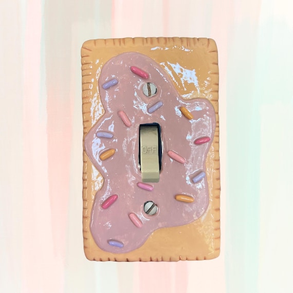 PopFruitTart Light Switch Cover Homemade Strawberry Frosted Maximalist Home Decor Fake Food Sprinkle Dopamine Fun Y2K Gift Coquette Novelty