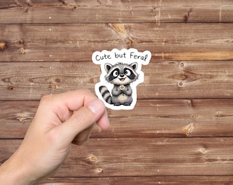 Pegatina de mapache salvaje - Calcomanía divertida para laptop