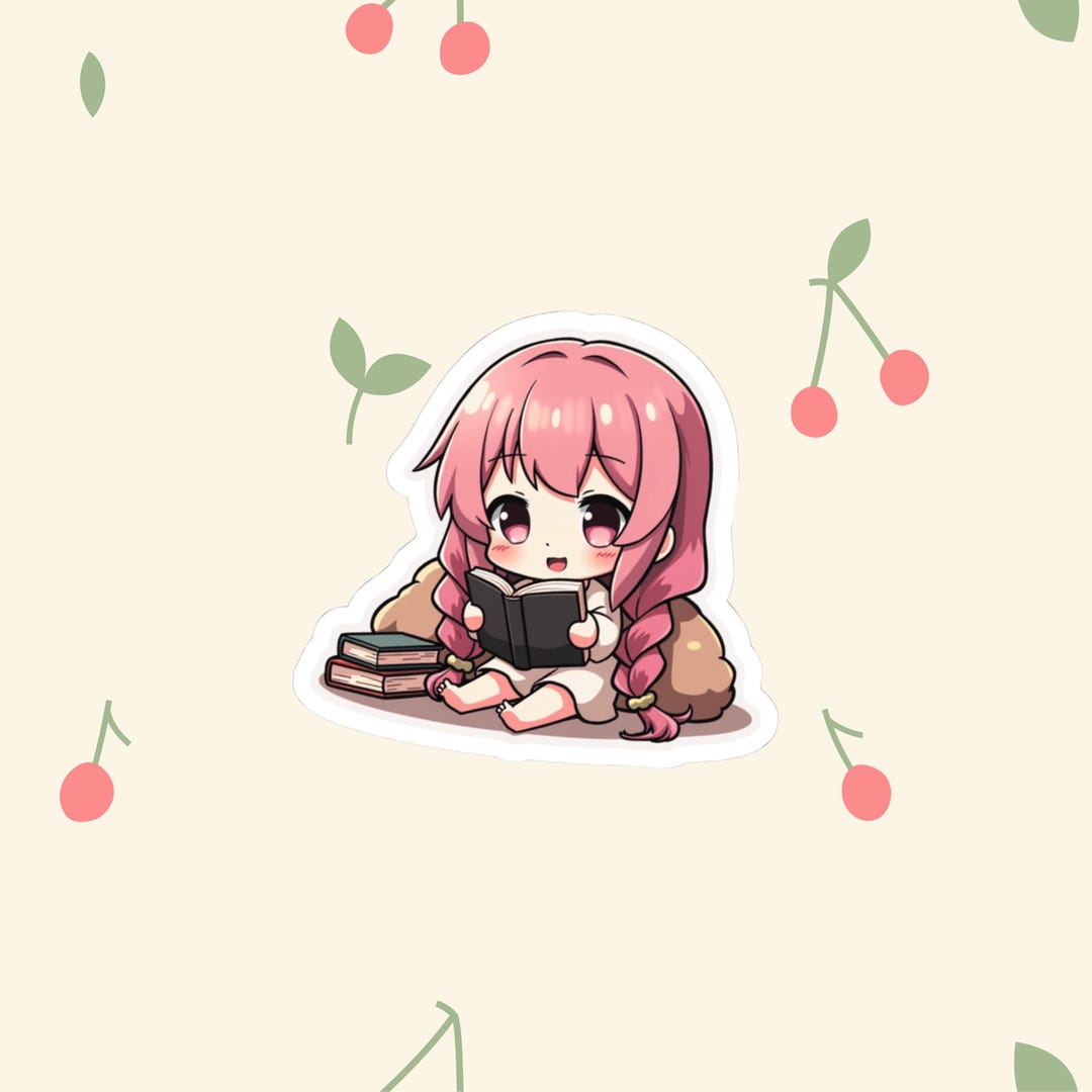Book Lovers Chibi Reading a Book Sticker Cute Kawaii Book Lover Vinyl ...