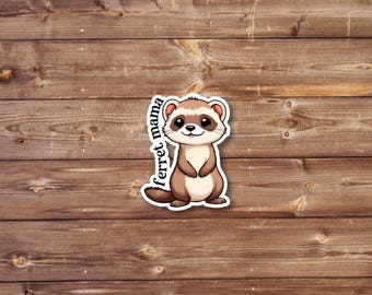 Pegatina de mamá hurón / Vinilo brillante para portátil o botella de agua