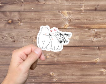 Pegatina de vinilo de mamá osa, regalo acogedor para mamá