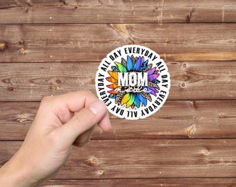 Pegatina "Vida de mamá" - Vinilo mate, calcomanía para portátil