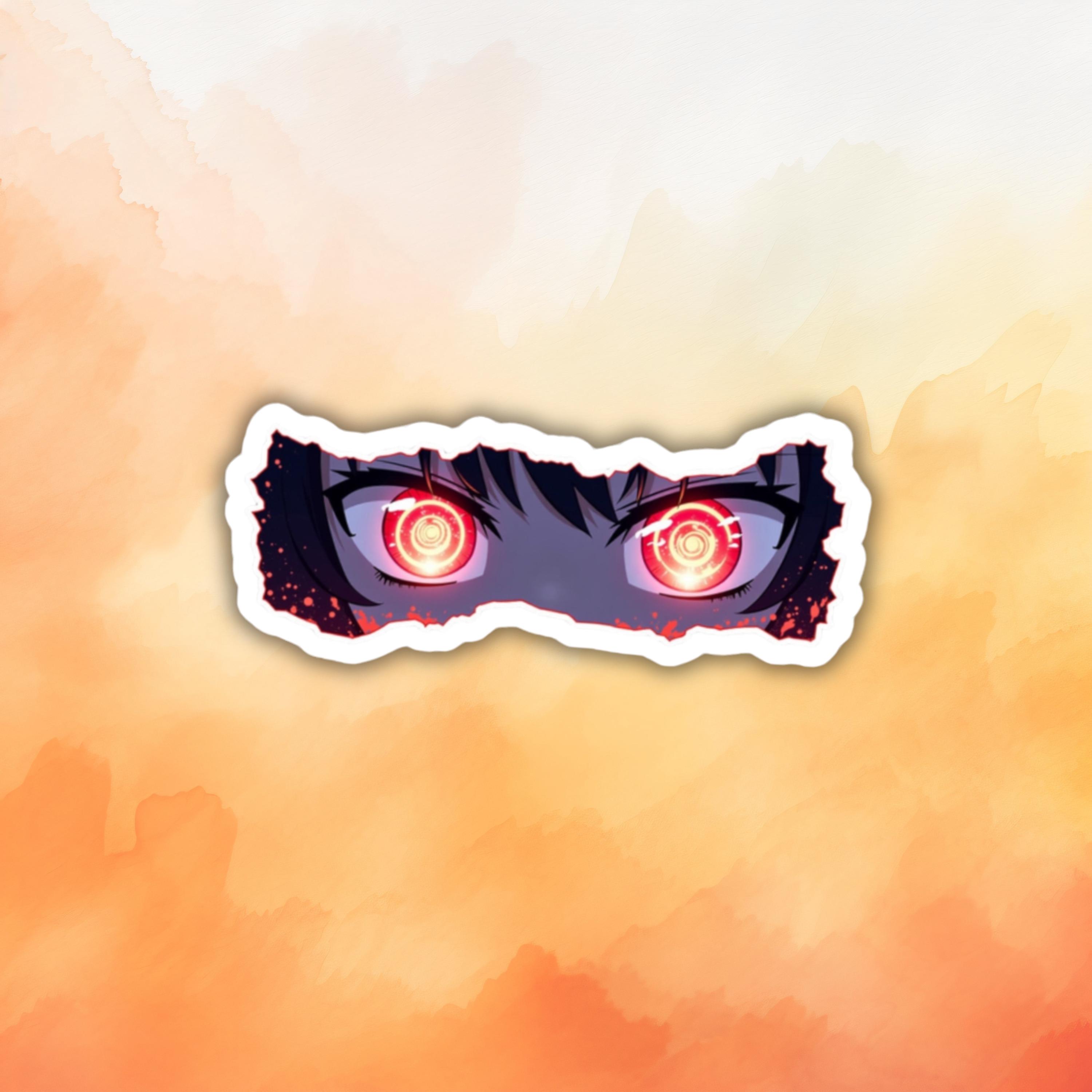 orange Anime Eyes Sticker Intense Anime Gaze Vinyl Cool Manga Eye Sticker Aesthetic Sticker gift