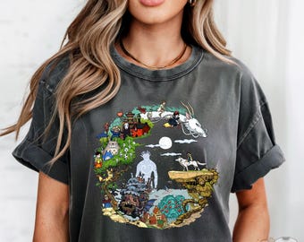 Spirited Away Studio Ghibli Comfort Colors, Ghibli My Neighbor Totoro Shirt, Howl's Moving Castle shirt, Hayao Miyazaki, Studio Ghibli Gift