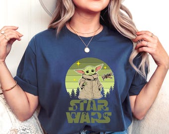 Comfort Colors® Baby Yoda Shirt, The Child Grogu Tee, Mandalorian Star Wars Long Sleeve, Vintage Sci Fi Movie, Galaxy Edge Trip, Disney Fan