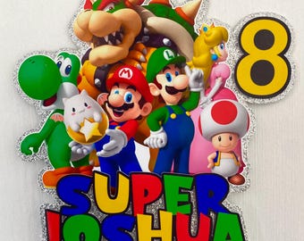 Super Mario Cake Topper: Personalized Name & Age