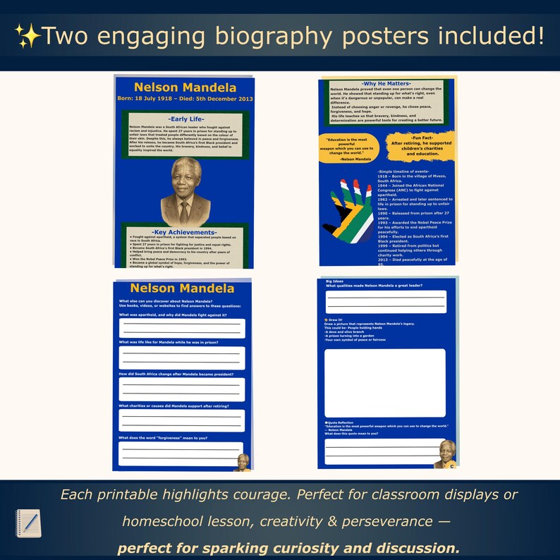 Dyslexia-friendly Nelson Mandela Poster | ADHD History Printable for ...