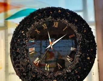 Reloj de pared de resina de lujo: Arte epoxi inspirado en geodas de cristal
