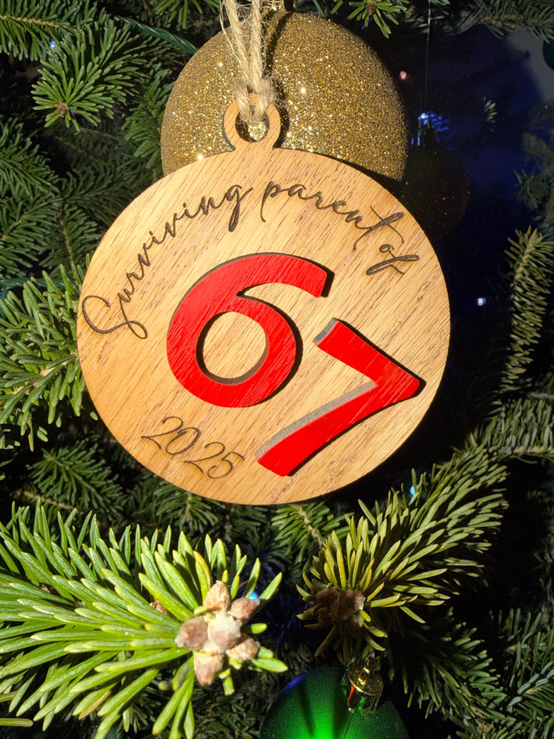 Surviving Parent of 67 Ornament | Viral “67” Doot Doot Trend Ornament ...