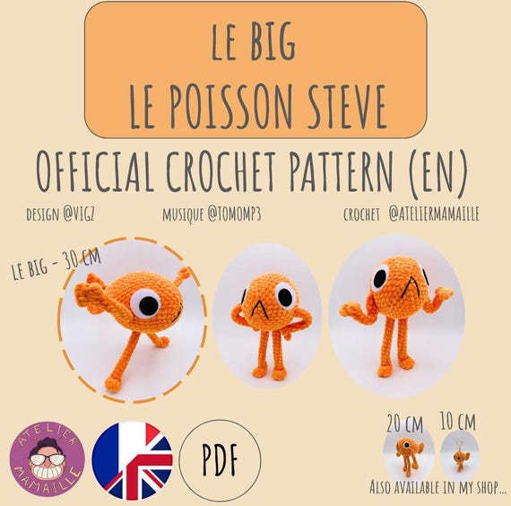 Patron PDF Le poisson Steve en crochet - Shinzo Crochet