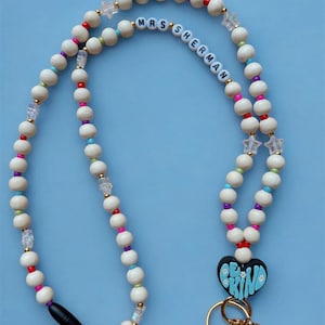 Lanyard, Beaded Lanyard, Teacher Lanyard, Teacher Gift, Personalized Lanyard, Lanyard with name, Personalized Gifts, Wooden Bead Lanyard