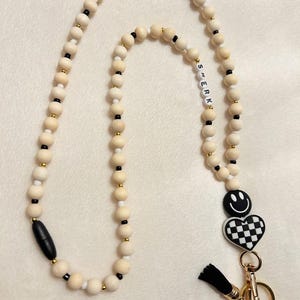 Lanyard, Beaded Lanyard, Teacher Lanyard, Teacher Gift, Personalized Lanyard, Lanyard with name, Personalized Gifts, Wooden Bead Lanyard