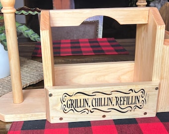 Handmade BBQ Caddie with Paper Towel Holder