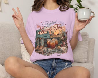 甘い紅茶と自由を愛するTシャツ | 南部カントリーグラフィックTシャツ