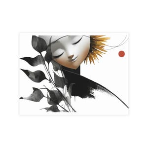 Juego de postales artísticas, colección de tarjetas caprichosas, papelería hecha a mano, ilustración de vegetación y sol, perfecto para escribir cartas, regalos,